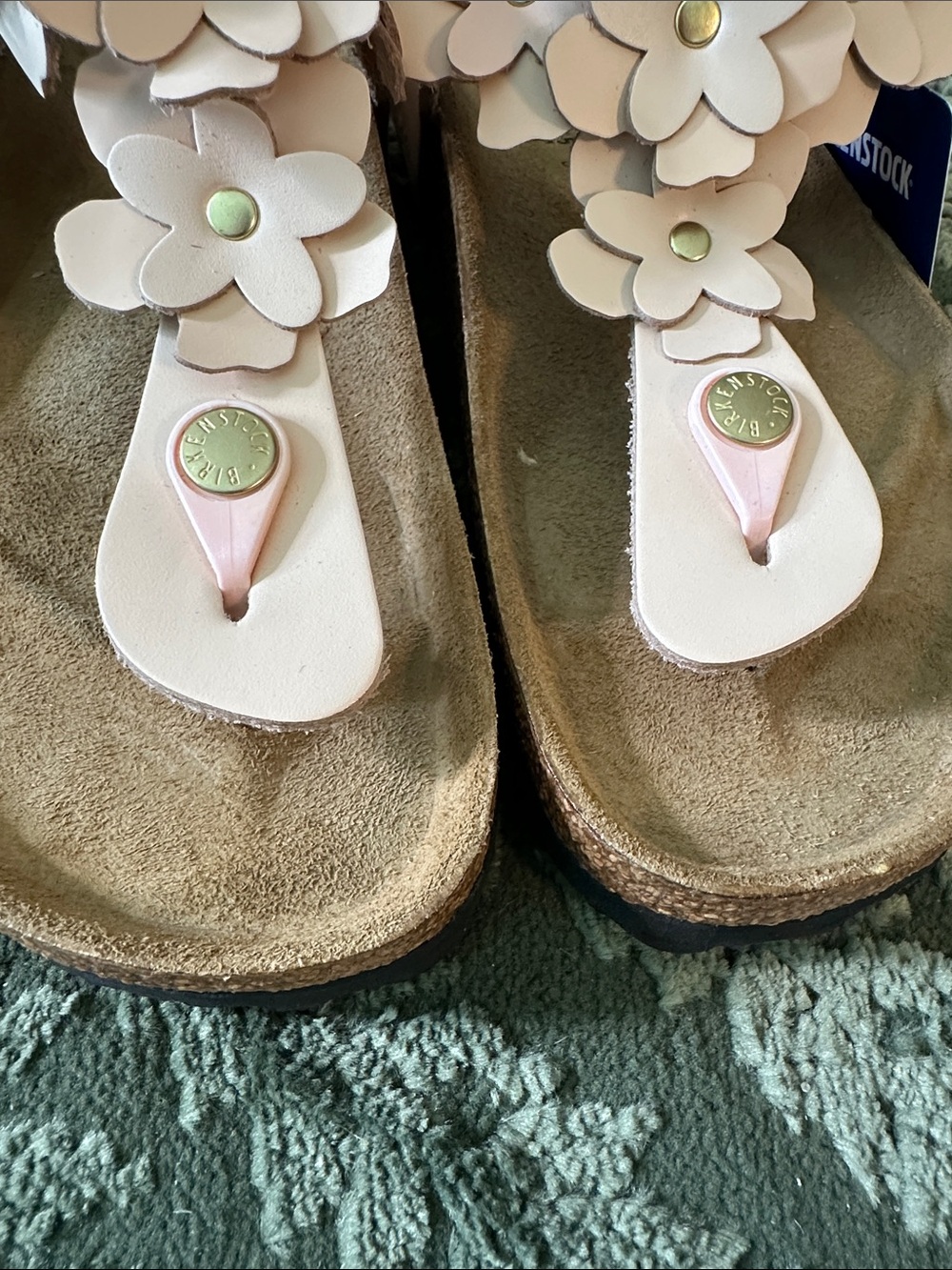 Birkenstock Gizeh Pink Floral Leather Thong Sandals - Picture 3 of 9